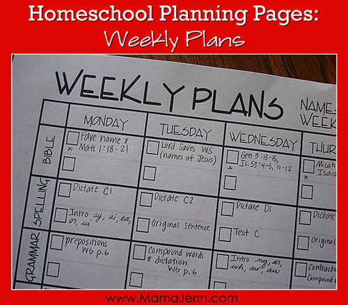 weekly planning pages