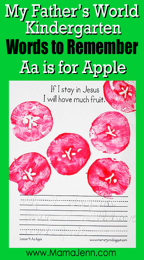 My Father's World Kindergarten Craft and Copywork Printables ~ Aa is for Apple