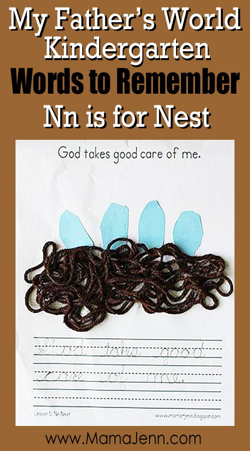 My Father's World Kindergarten Craft and Copywork Printables ~ Nn is for Nest