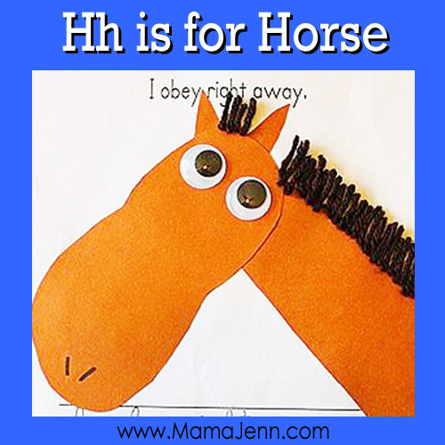My Father's World Kindergarten Craft and Copywork Pages ~ Hh is for Horse