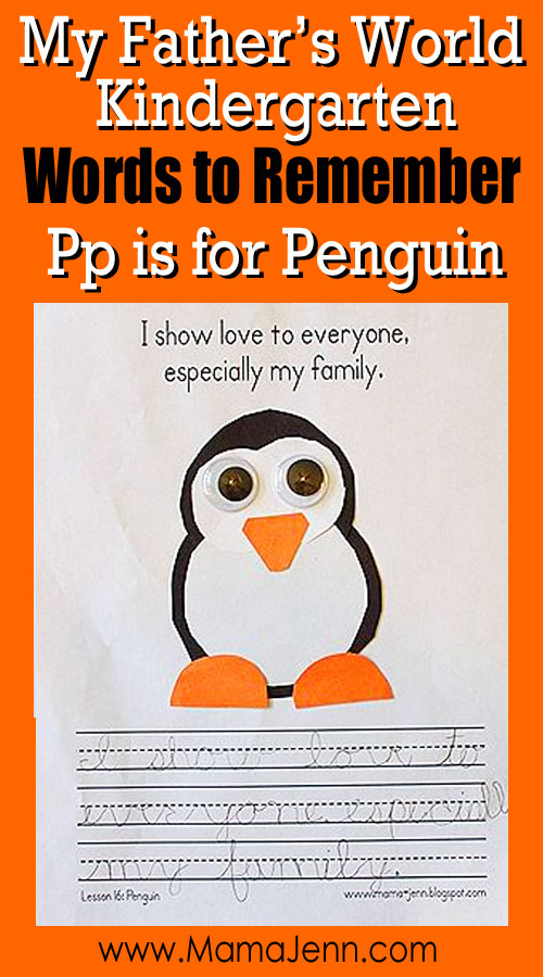 My Father's World Kindergarten Craft and Copywork Printables ~ Pp is for Penguin