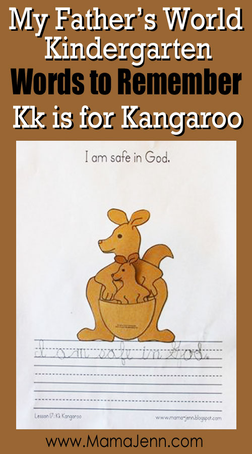 My Father's World Kindergarten Craft and Copywork Printables ~ Kk is for Kangaroo