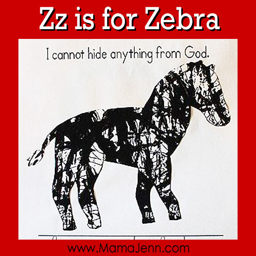 My Father's World Kindergarten Craft and Copywork Pages ~ Zz is for Zebra