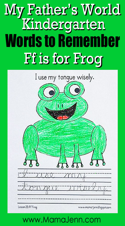 My Father's World Kindergarten Craft and Copywork Printables ~ Ff is for Frog