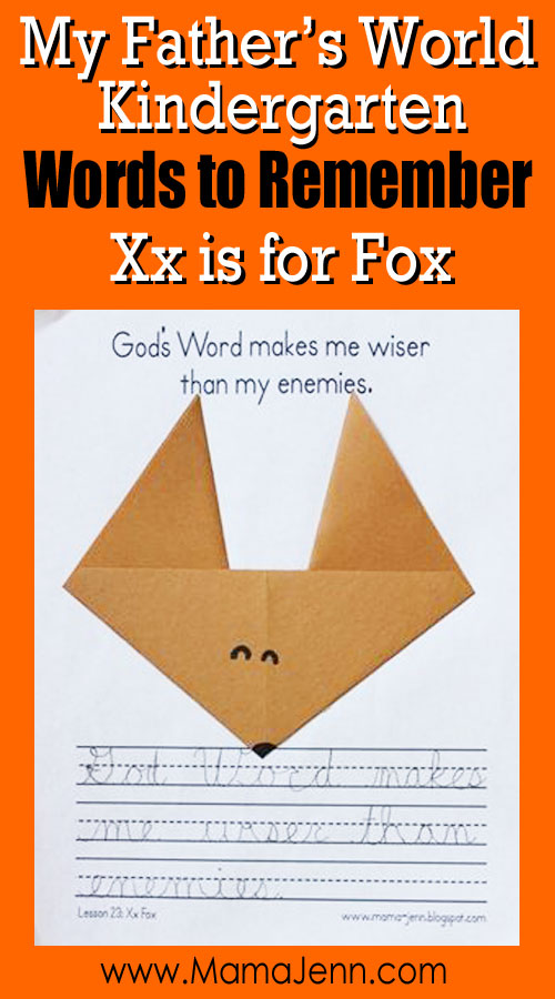 My Father's World Kindergarten Craft and Copywork Printables ~ Xx is for Fox