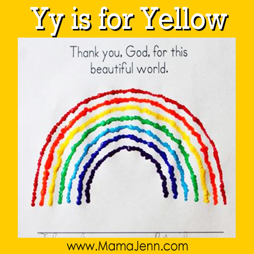 My Father's World Kindergarten Craft and Copywork Pages ~ Yy is for Yellow