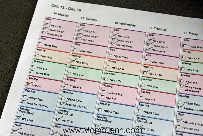 Printable Homeschool Assignment Sheet