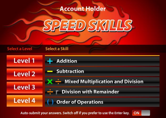 Speed Skillsl Online Math Facts Game