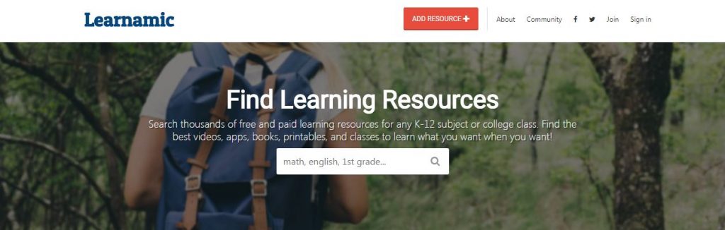 Learnamic Learning Resources Search Tool