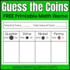 Guess the Coins FREE Printable Money Math Game