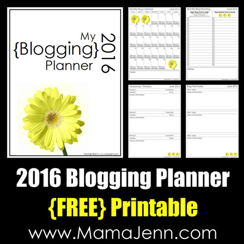 2016 Blogging Planner {FREE}