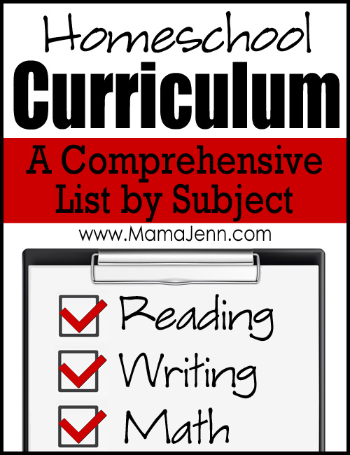 Comprehensive Homeschool Curriculum List