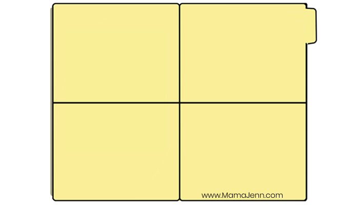 open file folder with quadrants