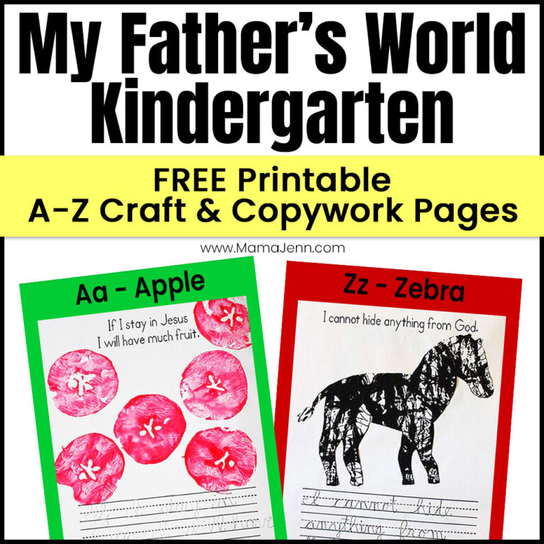 My Father's World Kindergarten Words to Remember FREE Copywork Craft Alphabet Pages