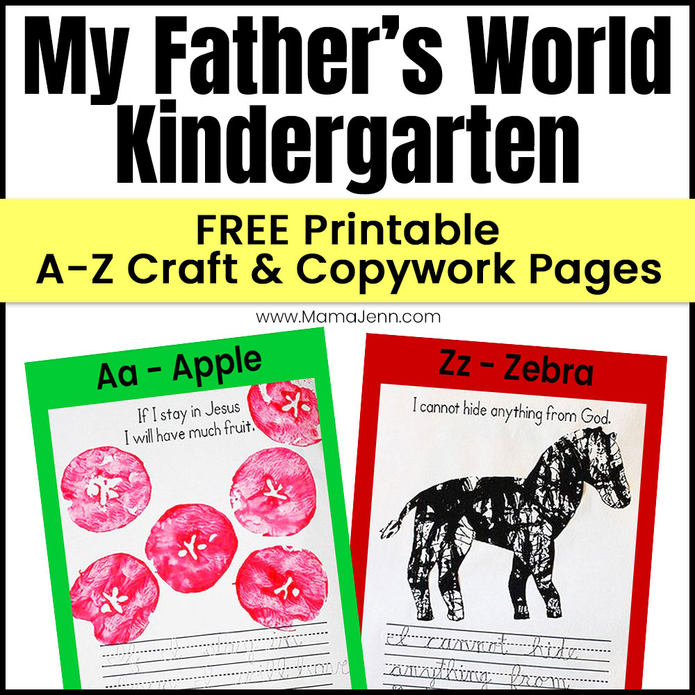 My Father's World Kindergarten Words to Remember FREE Copywork Craft Alphabet Pages