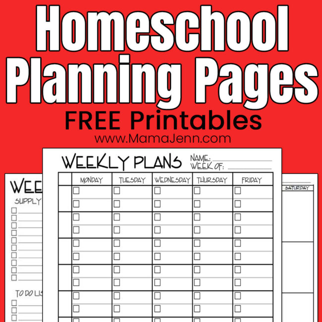 Printable Homeschool Planning Pages