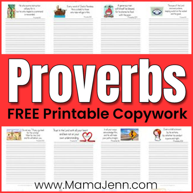 Proverbs Printable MFW Copywork Pages