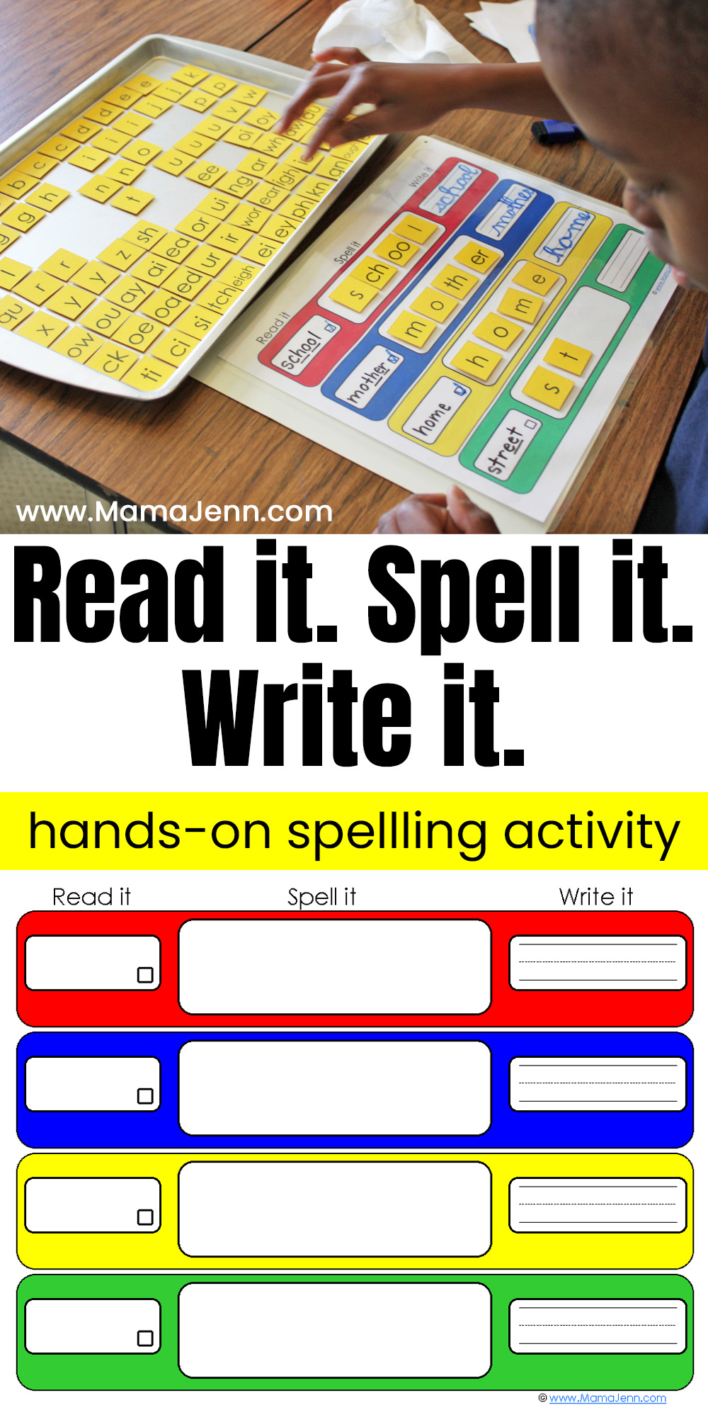 Read It. Spell It. Write It. FREE Spelling Activity