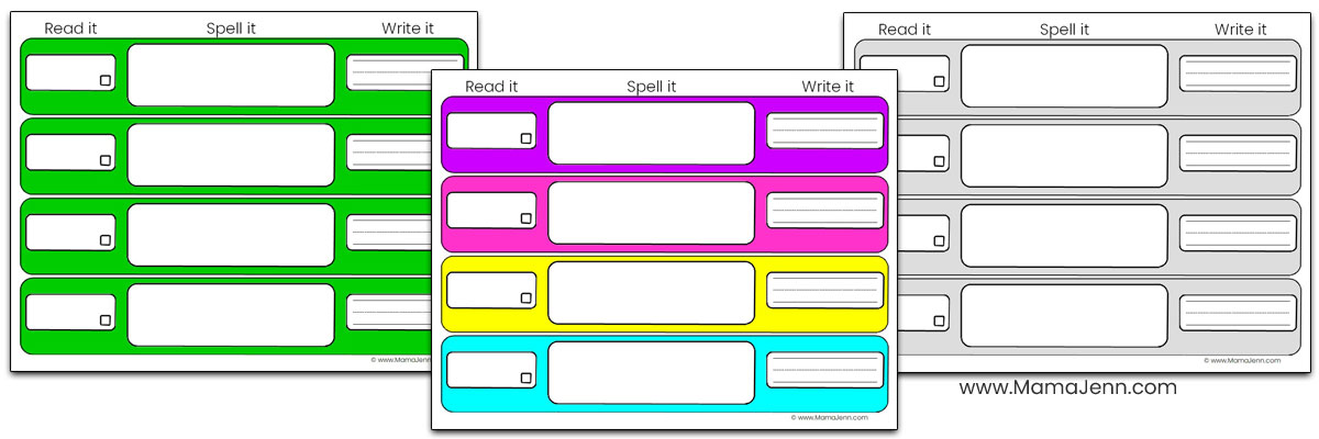Read It Spell It Write It Other Colors