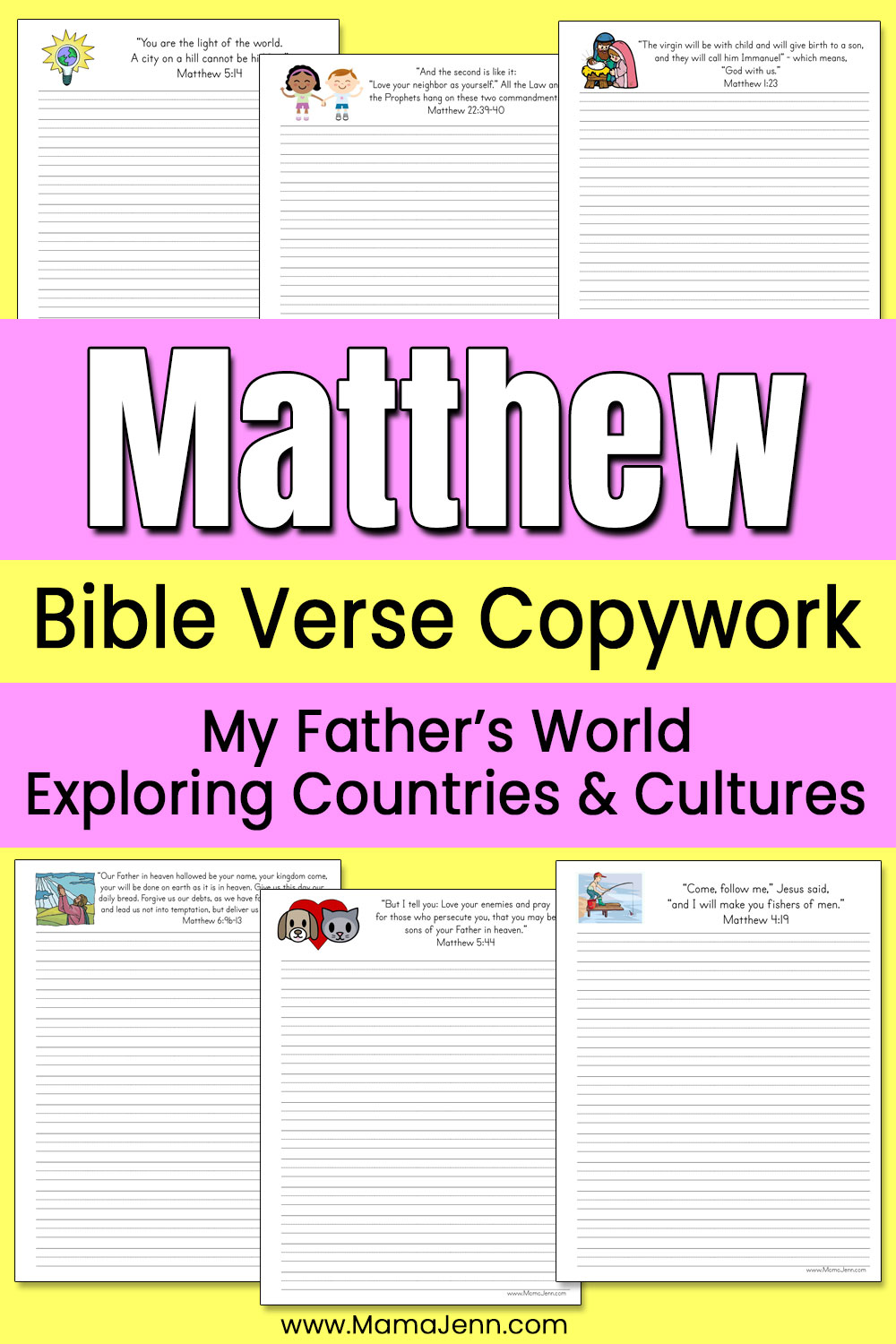 MFW ECC Matthew Bible Verse Copywork Printable Pages
