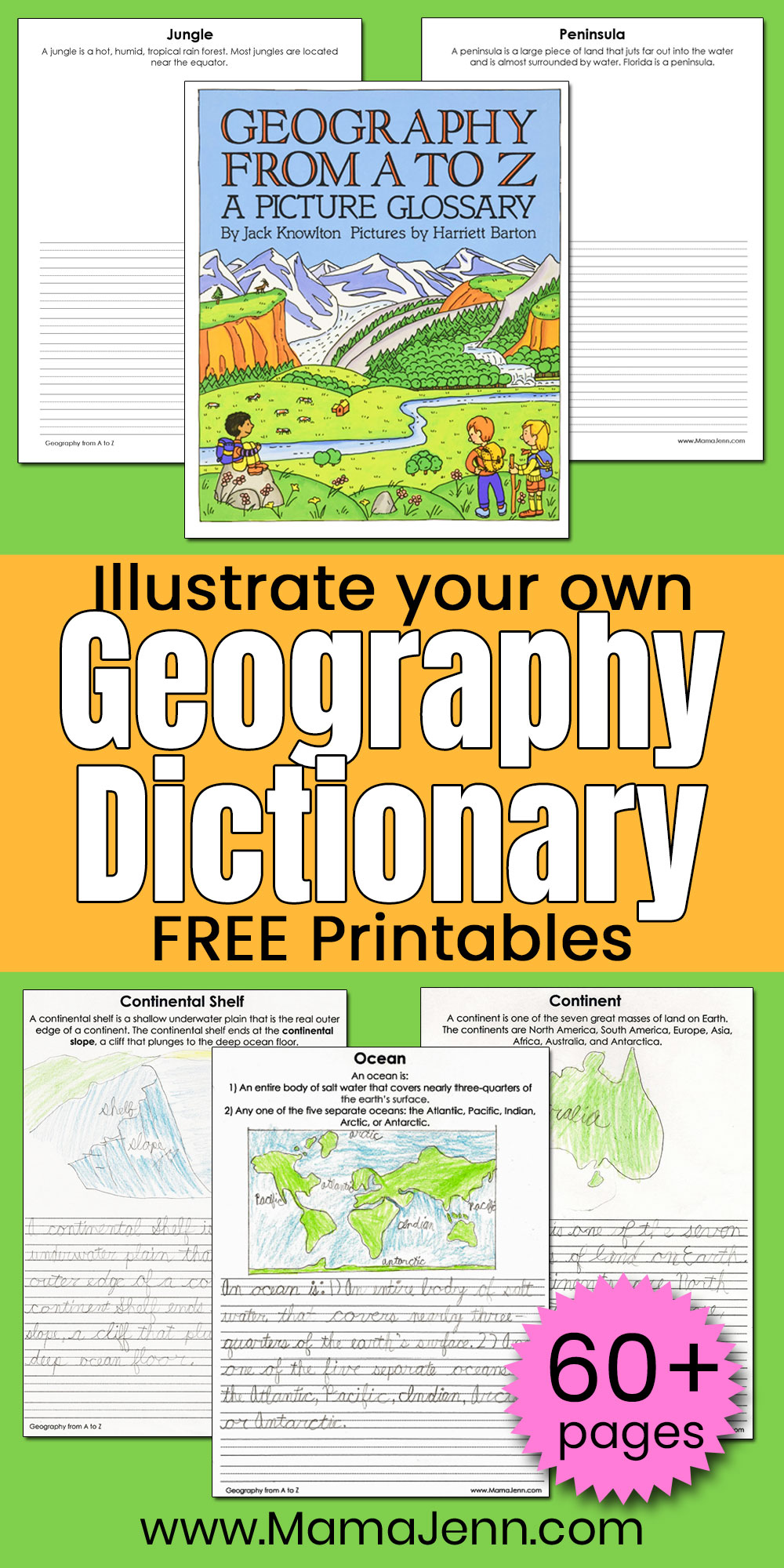FREE Printable Pages Illustrate Your Own Geography from A to Z