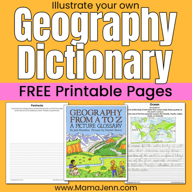 Illustrate Your Own Geography Dictionary Printables