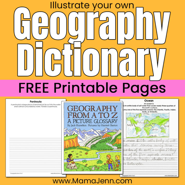 Illustrate Your Own Geography Dictionary Printables