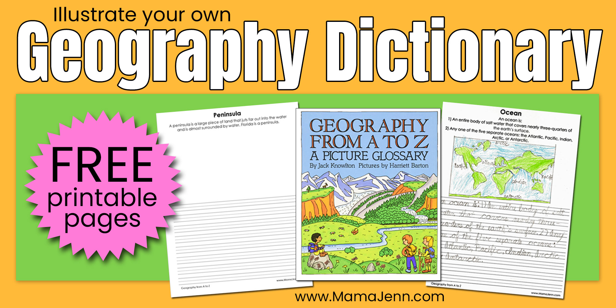 Illustrate Your Own Printable Geography Dictionary