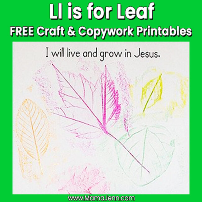 MFW Kindergarten Craft Copywork Ll Leaf