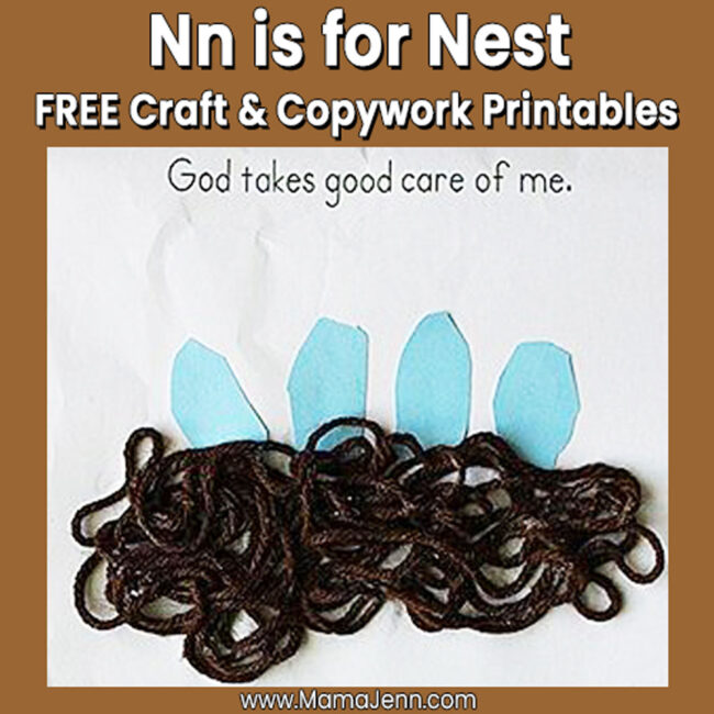 MFW Kindergarten Craft Copywork Nn Nest