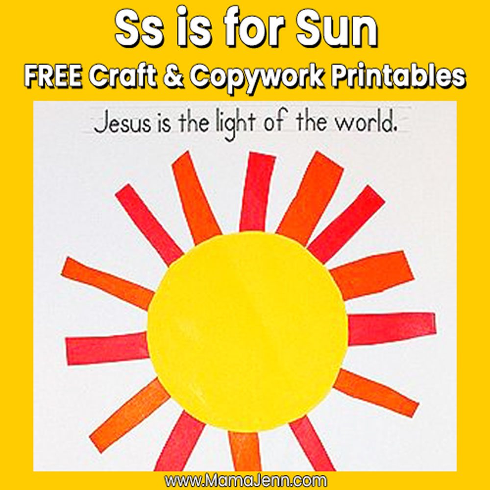 MFW Kindergarten Craft Copywork Ss Sun