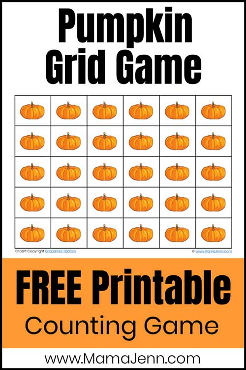 pumpkin math grid game with text overlay FREE Printable Counting Game