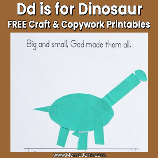 MFW Kindergarten Craft Copywork Dd Dinosaur