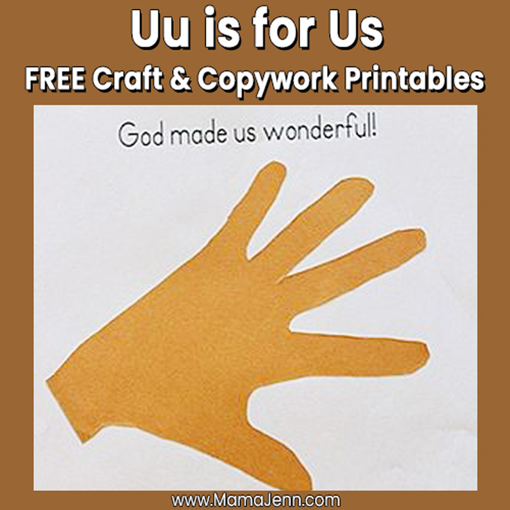 MFW Kindergarten Craft Copywork Uu Us