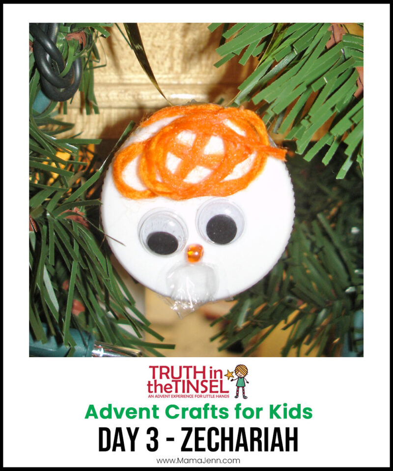 Truth in the Tinsel Christmas Advent Experience Craft Day 3 - ZECHARIAH