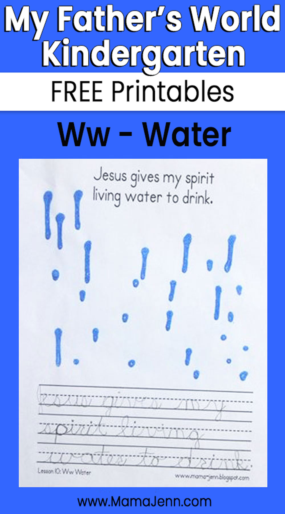My Father's World Kindergarten Craft and Copywork Printables Ww Water