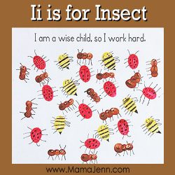 My Father's World Kindergarten Craft and Copywork Pages ~ Ii is for Insect