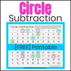 Circle Subtraction game board FREE printable math game