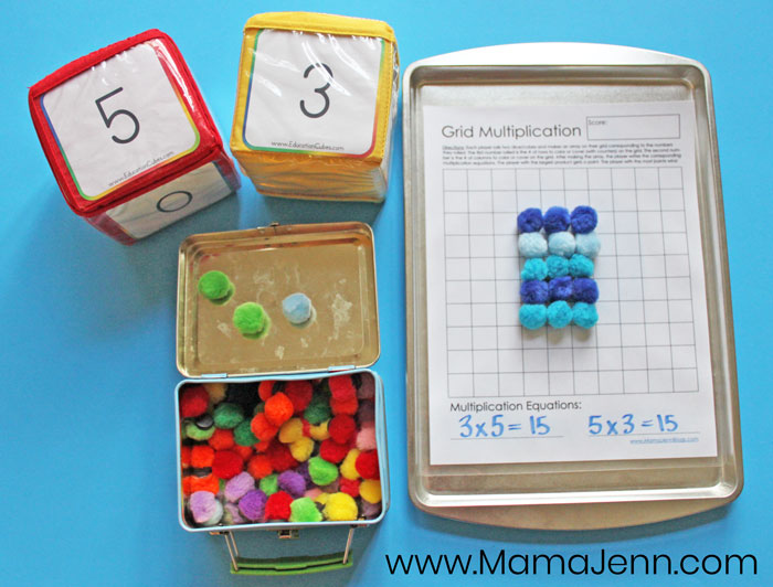 printable Grid Multiplication Game with Education Cubes