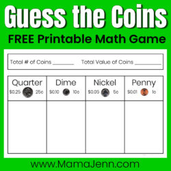 Guess the Coins FREE Printable Money Game