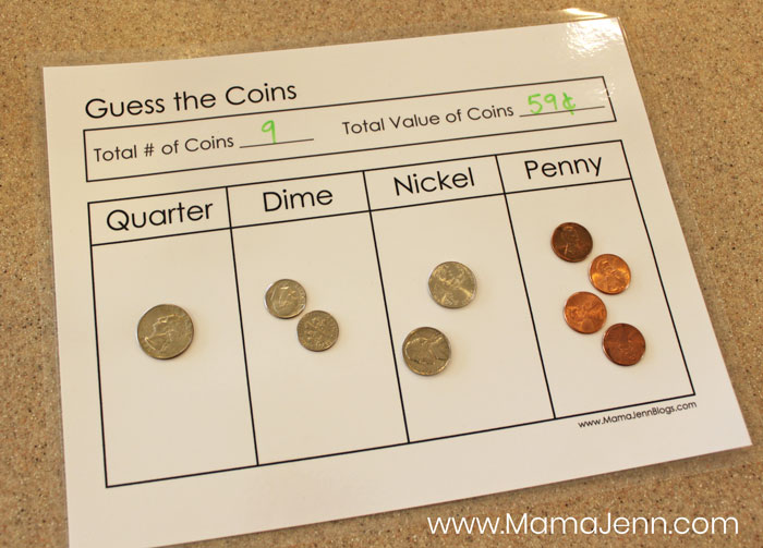 Guess the Coins FREE Printable Money Math Game