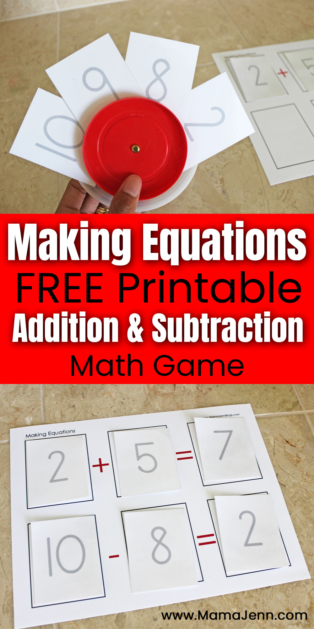 Making Equations Addition Subtraction FREE Printable Math Game