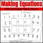 Making Equations game with text overlay FREE Printable Math Game