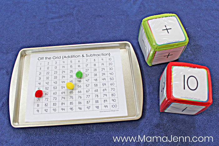 free printable Off the Grid Math Game with Education Cubes