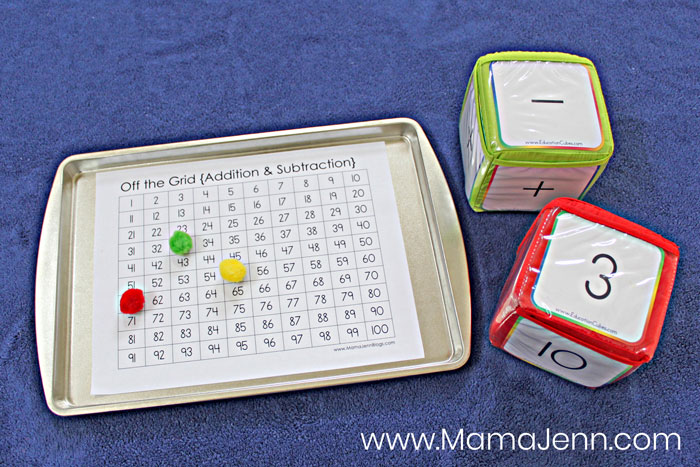 free printable Off the Grid Math Game with Education Cubes