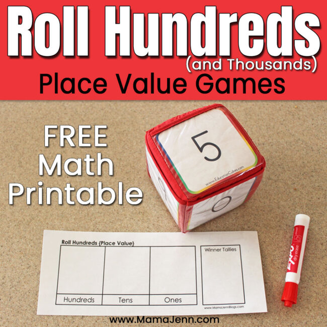Roll Hundreds Thousands Place Value Game
