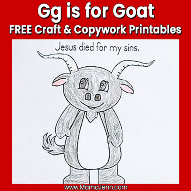 MFW Kindergarten Craft Copywork Gg Goat