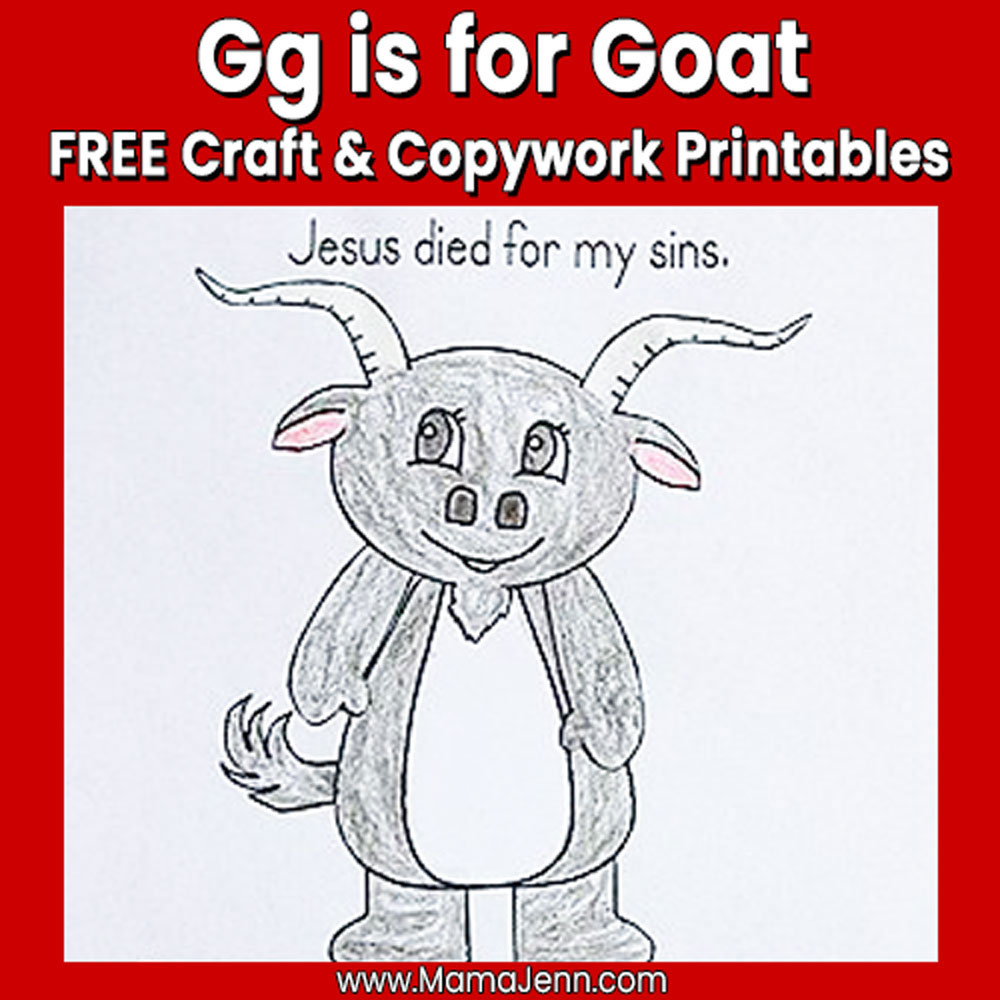 MFW Kindergarten Craft Copywork Gg Goat