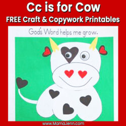MFW Kindergarten Craft Copywork Cc Cow