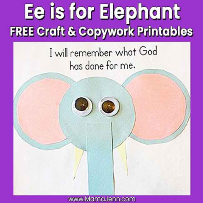 MFW Kindergarten Craft Copywork Ee Elephant
